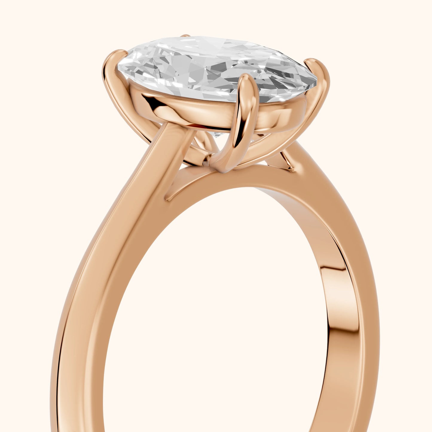 Kalia Knife Edge Solitaire Oval Diamond Engagement Ring in Rose Gold - slant-view.webp