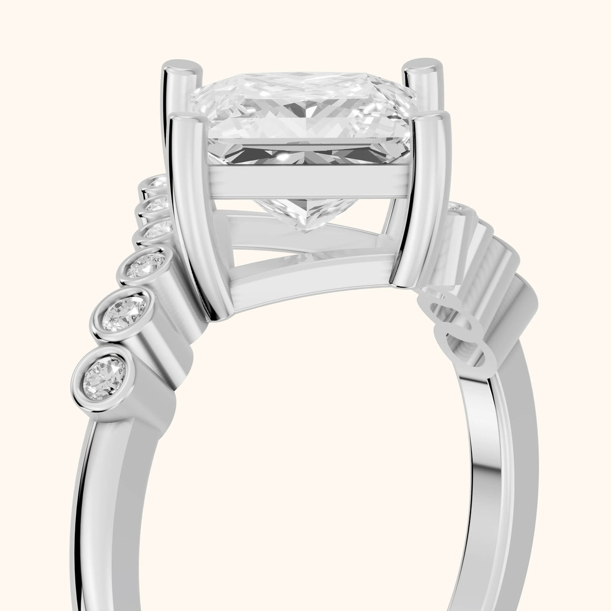 Chatham Bezel Bypass Princess Diamond Engagement Ring in White Gold - slant-view.webp