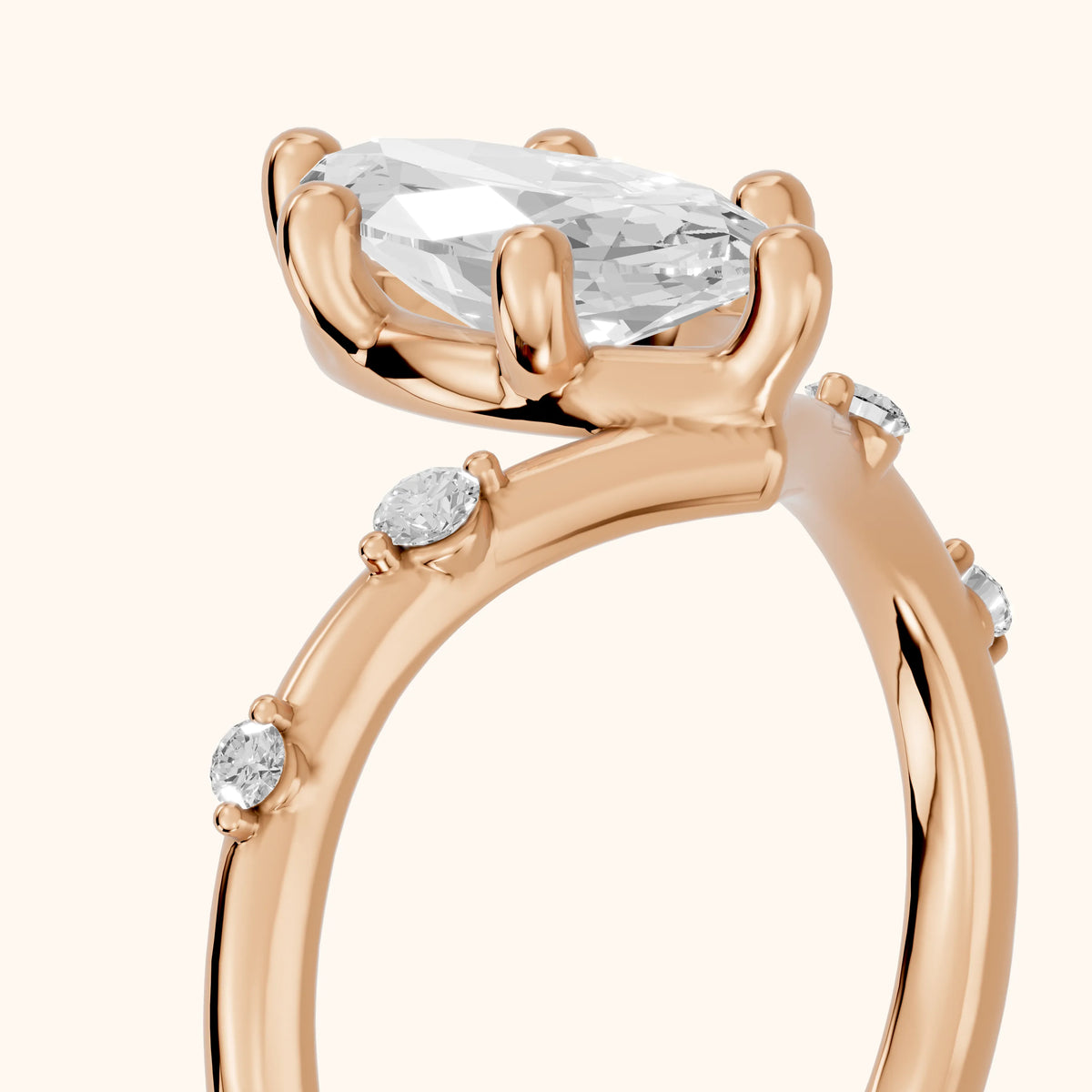 Klara Chevron Marquise Diamond Engagement Ring in Rose Gold - slant-view.webp
