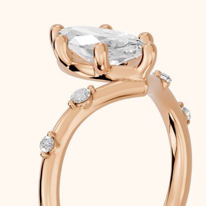 Klara Chevron Marquise Diamond Engagement Ring in Rose Gold - slant-view.webp