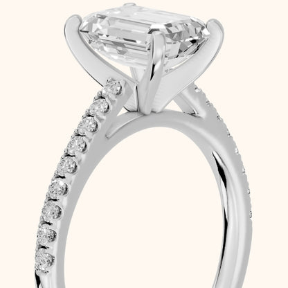 Ailsa Micropavé Emerald Diamond Engagement Ring in Platinum - slant-view.webp
