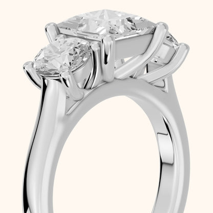 Callie Three-Stone Trellis Princess Diamond Engagement Ring in Silver - slant-view.webp