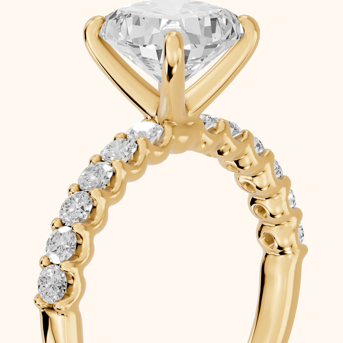 Lynn Statement Pavé Cushion Diamond Engagement Ring in Yellow Gold - slant-view.webp