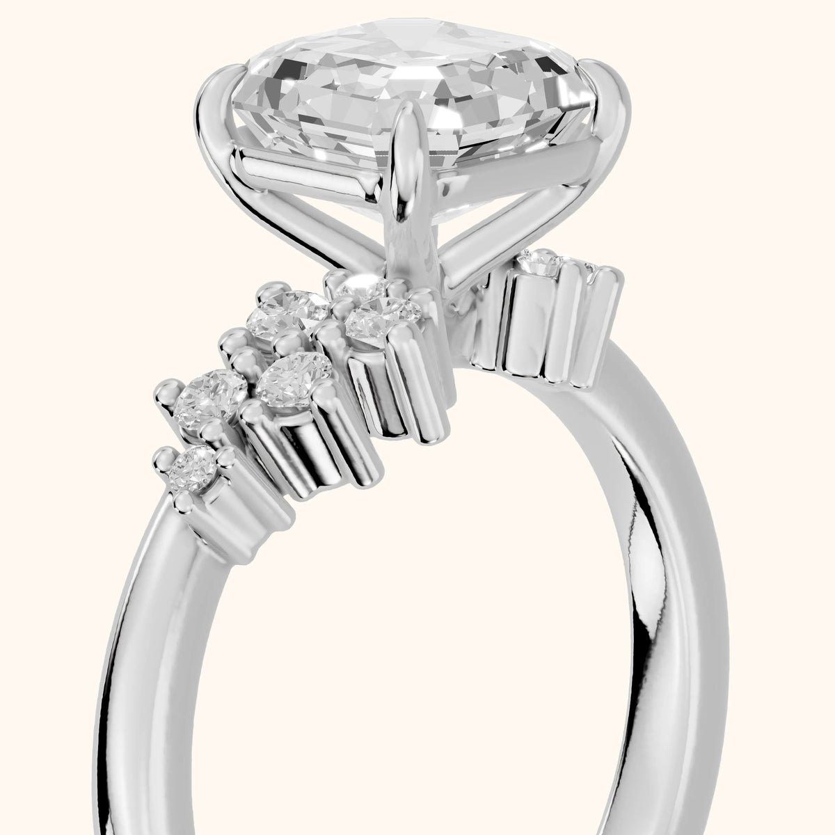 Gina Cluster Asscher Diamond Engagement Ring in Platinum - slant-view.webp