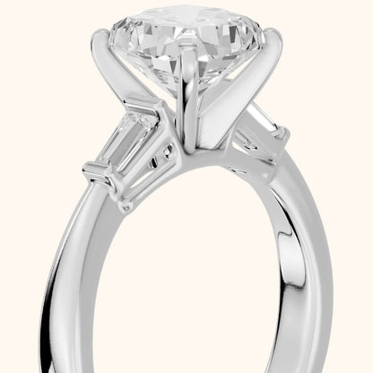 Jacinta Baguette Three-Stone Cushion Diamond Engagement Ring in Silver - slant-view.webp