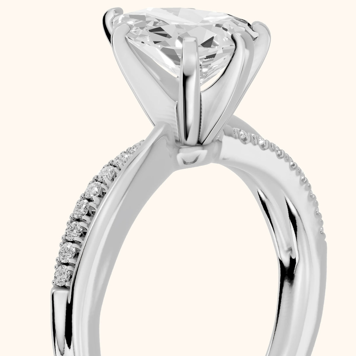 Alida Split Shank Pavé Pear Diamond Engagement Ring in Silver - slant-view.webp