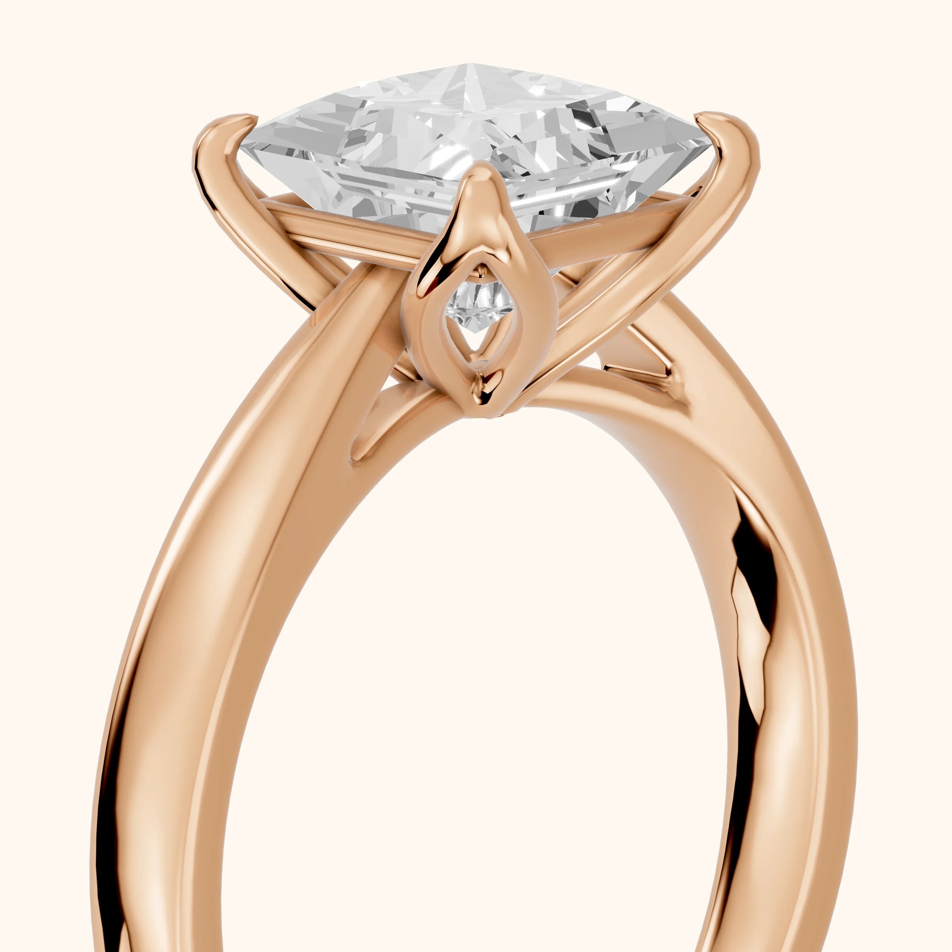 Lucia Solitaire Six-Prong Princess Diamond Engagement Ring in Rose Gold - slant-view.webp