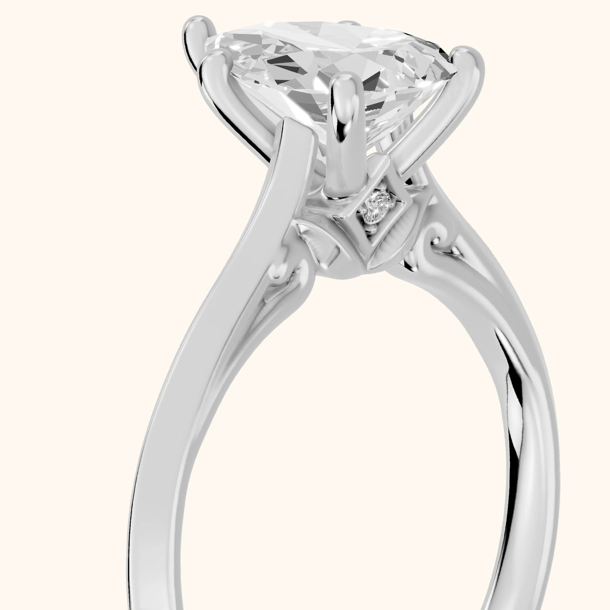 Isabel Knife Edge Pear Diamond Engagement Ring in White Gold - slant-view.webp