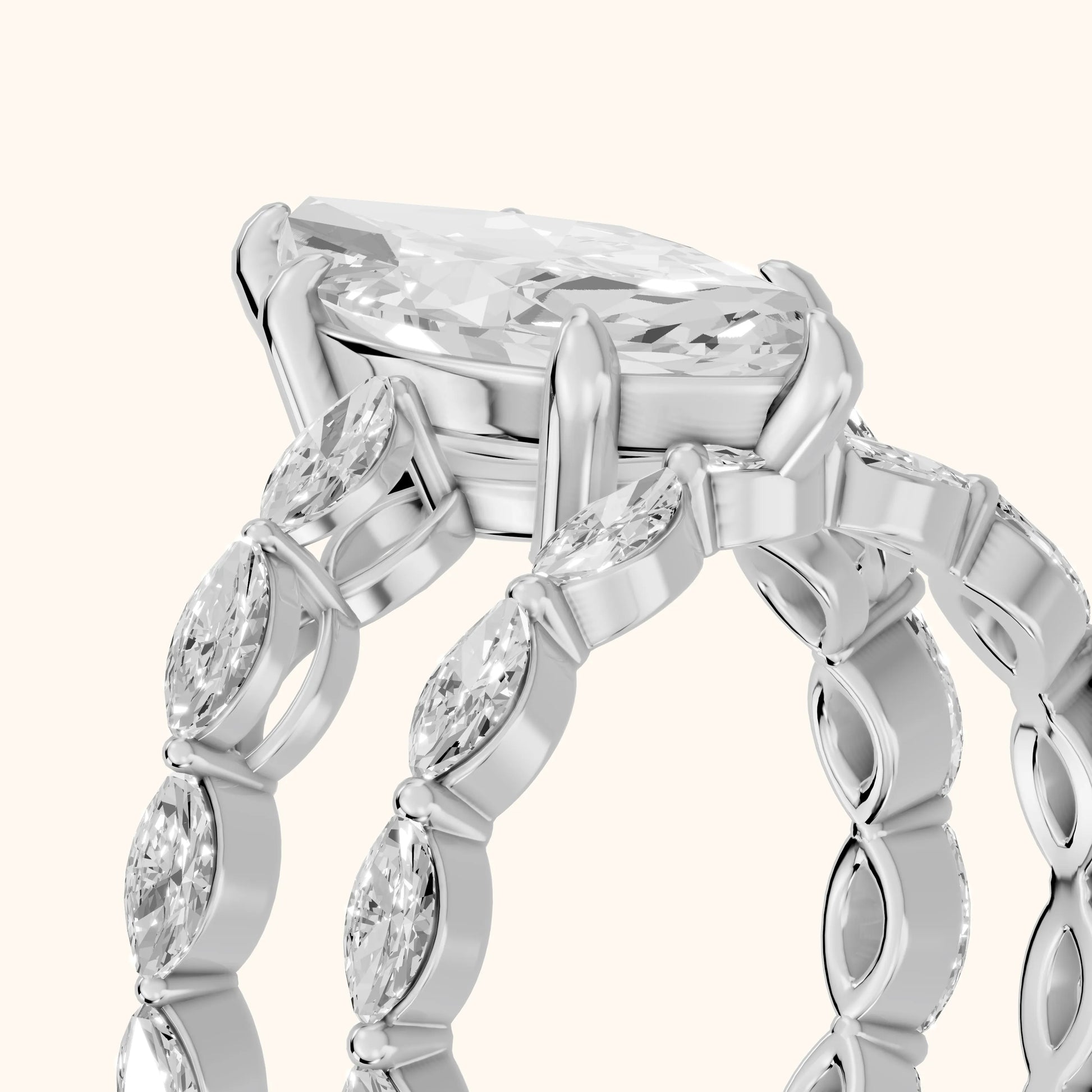 Elina Split Shank Marquise Accent Marquise Diamond Engagement Ring in Platinum - slant-view.webp
