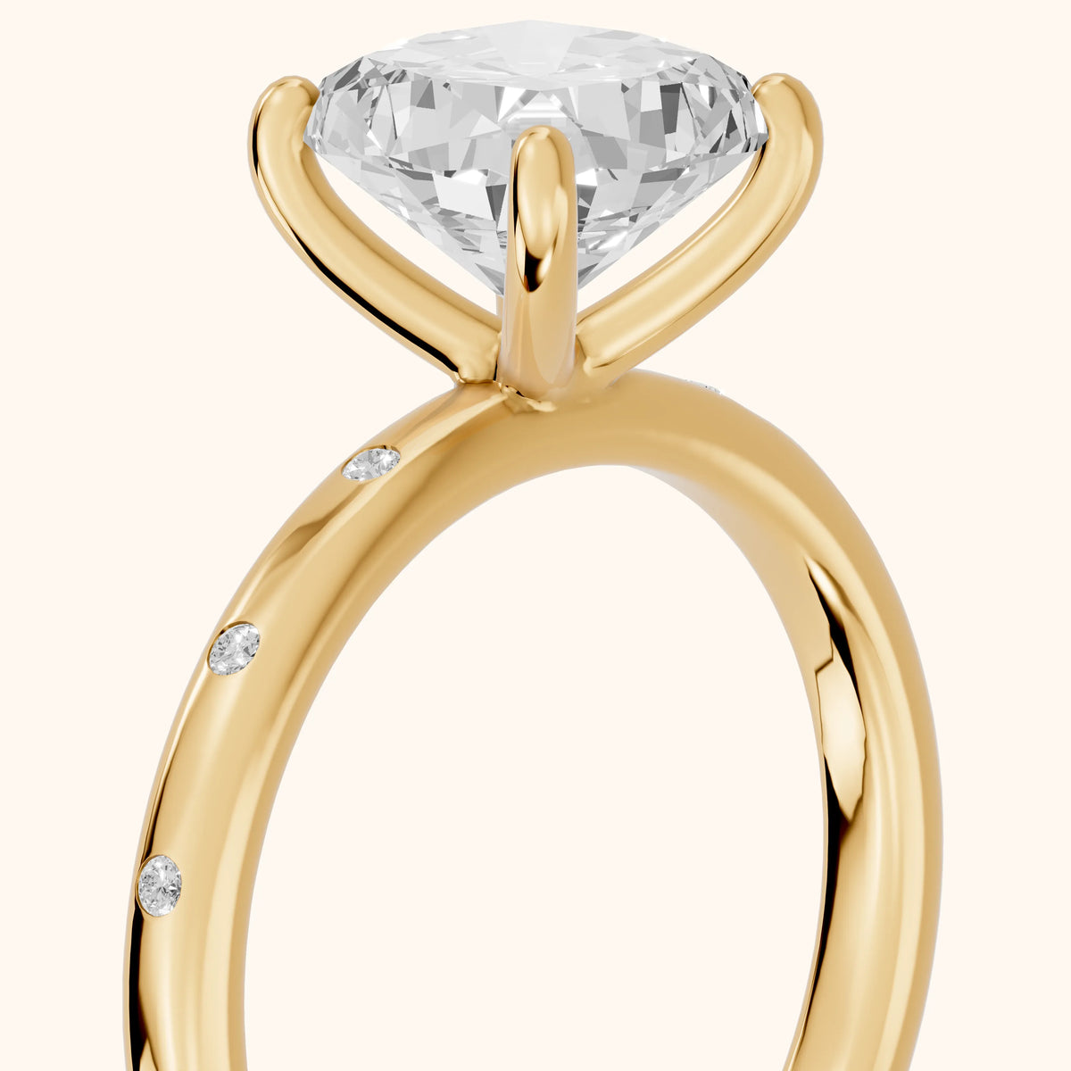 Dulcie Flush-Set Cushion Diamond Engagement Ring in Yellow Gold - slant-view.webp