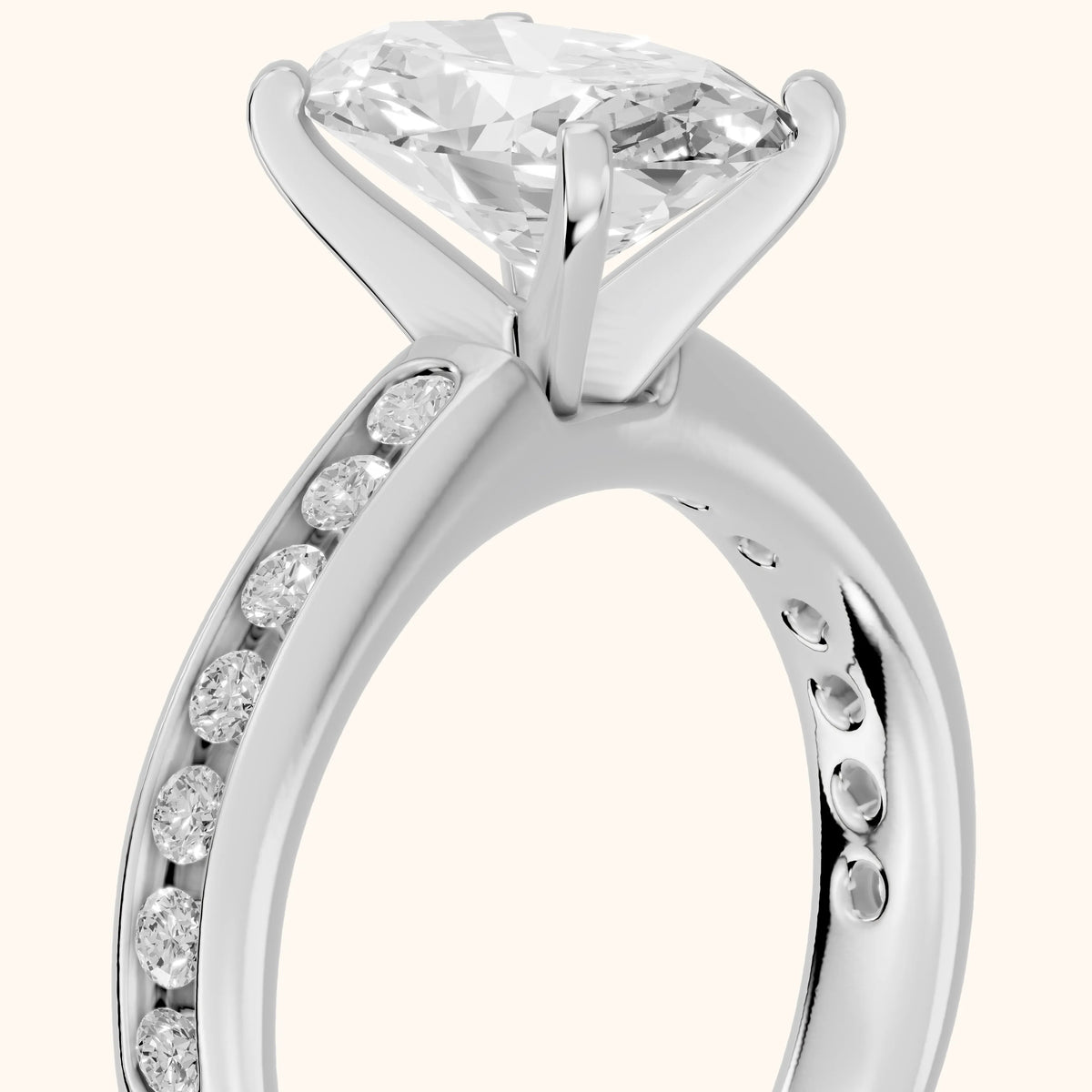 Avalon Channel Set Oval Diamond Engagement Ring in White Gold - slant-view.webp