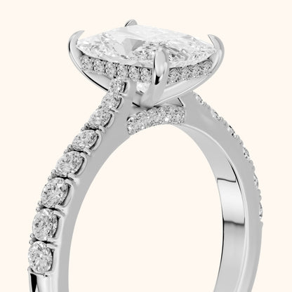 Gia Hidden Halo Pavé Radiant Diamond Engagement Ring in White Gold - slant-view.webp