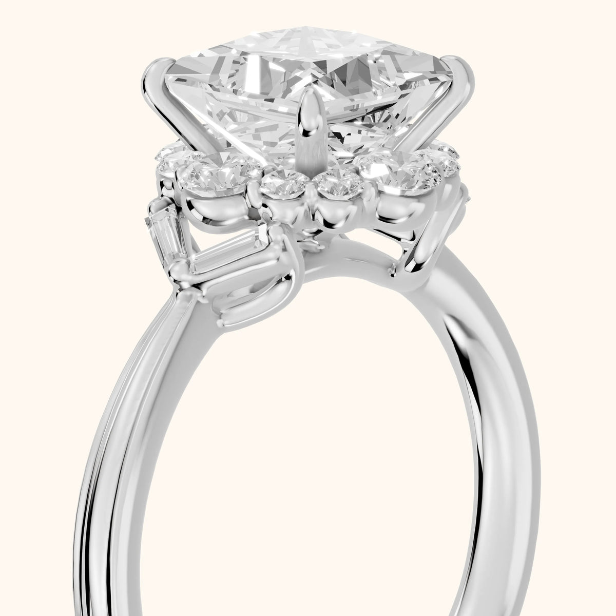 Lyla Deco Halo Princess Diamond Engagement Ring in Silver - slant-view.webp