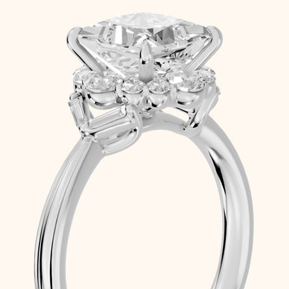 Lyla Deco Halo Princess Diamond Engagement Ring in Silver - slant-view.webp