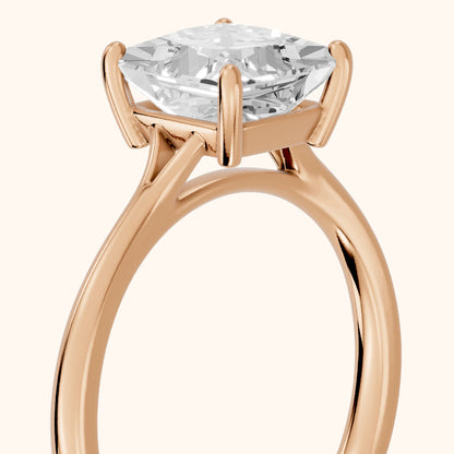 Blanche Solitaire Split Shank Princess Diamond Engagement Ring in Rose Gold - slant-view.webp