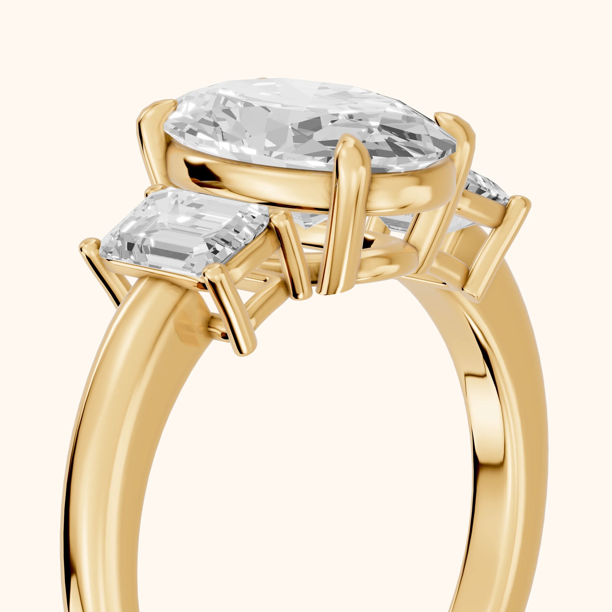 Zoe Three-Stone Oval Diamond Ring in Yellow Gold - slant-view.webp