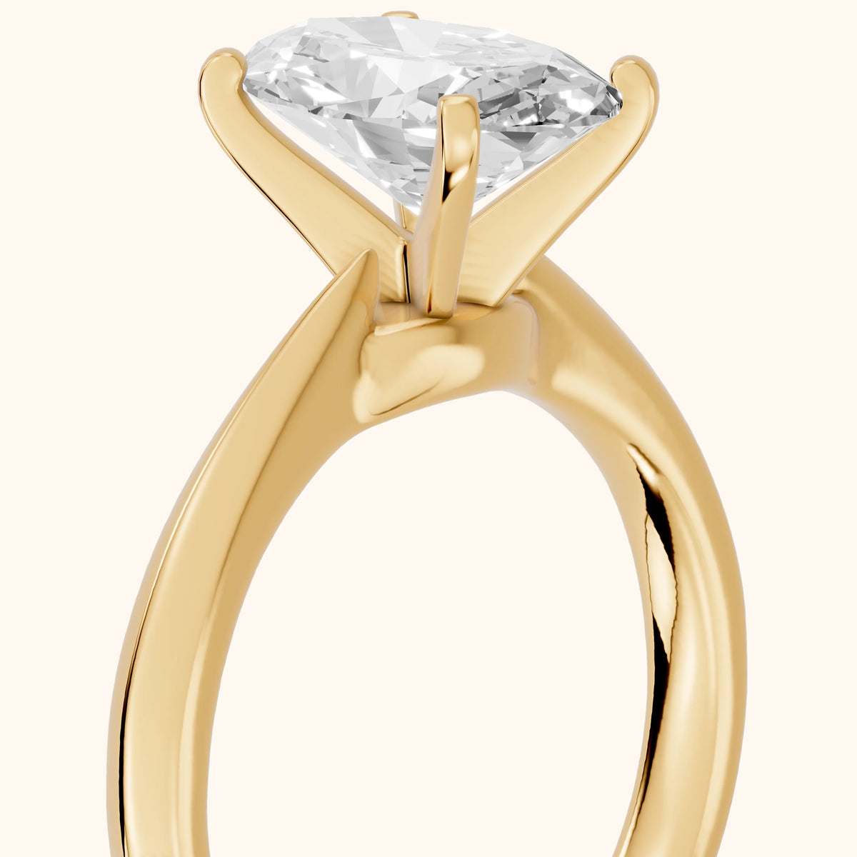 Arlette Solitaire Knife Edge Oval Diamond Engagement Ring in Yellow Gold - slant-view.webp