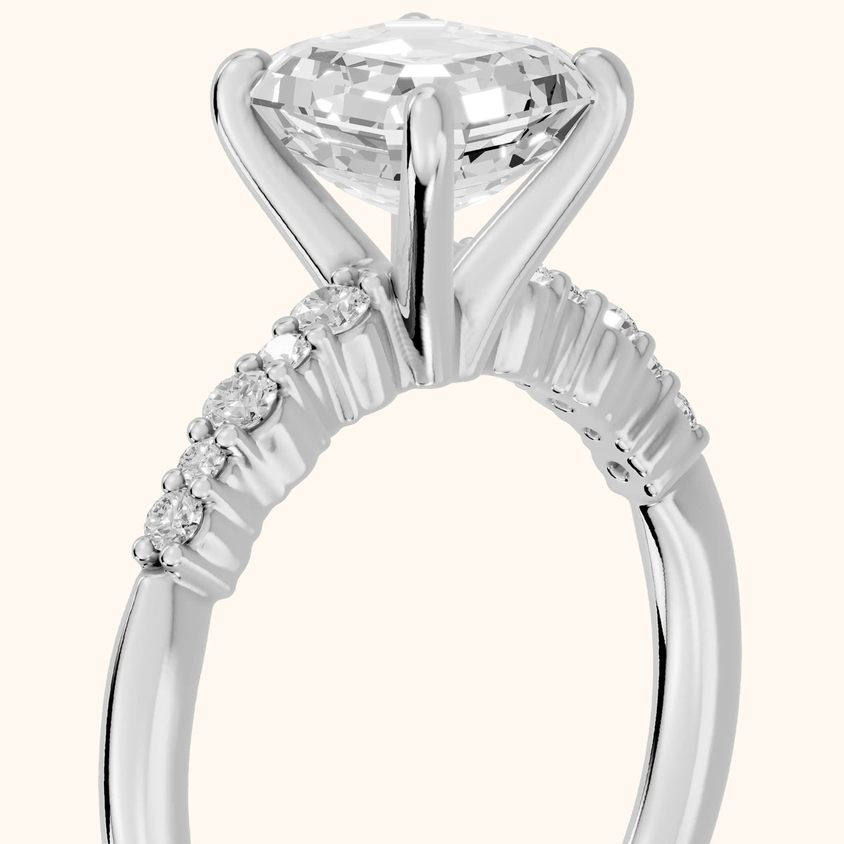 Deirdre Graduated Pavé Asscher Diamond Engagement Ring in Silver - slant-view.webp
