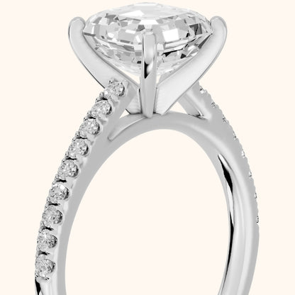 Ailsa Micropavé Asscher Diamond Engagement Ring in White Gold - slant-view.webp