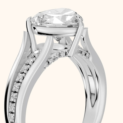 Scarlett Split Shank Pavé Heart Diamond Ring in Silver - slant-view.webp
