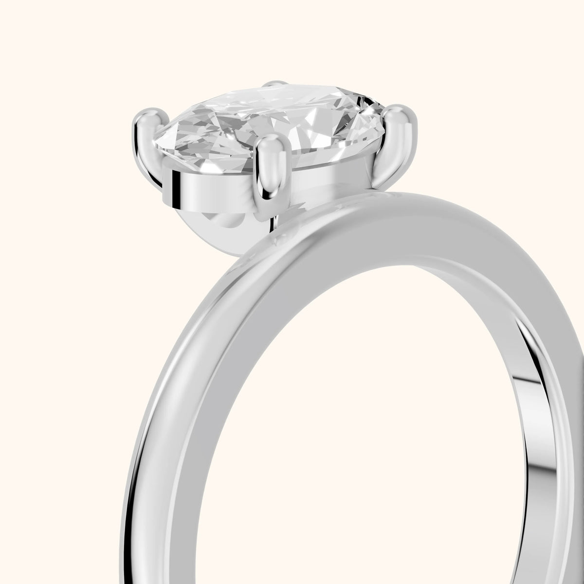 Maisie Four Prong Solitaire Oval Diamond Engagement Ring in Silver - slant-view.webp