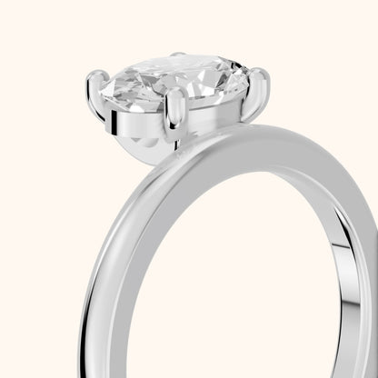 Maisie Four Prong Solitaire Oval Diamond Engagement Ring in Silver - slant-view.webp
