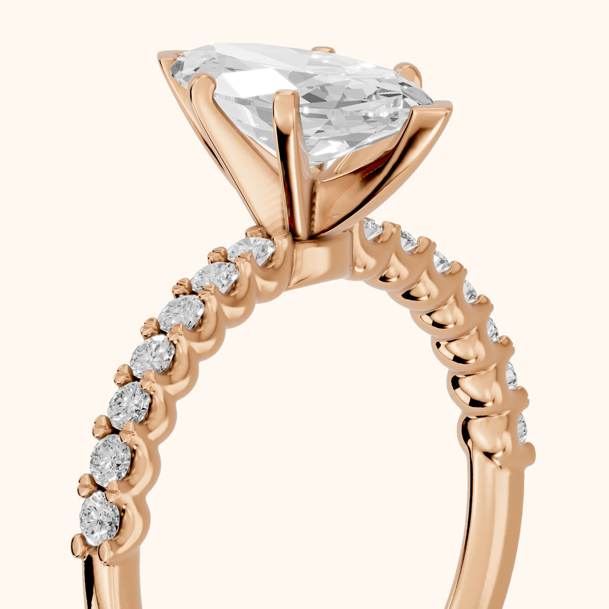 Leandra Scalloped Pavé Marquise Diamond Engagement Ring in Rose Gold - slant-view.webp