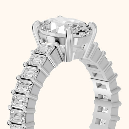 Mallory Shared Prong Oval Diamond Engagement Ring in Silver - slant-view.webp