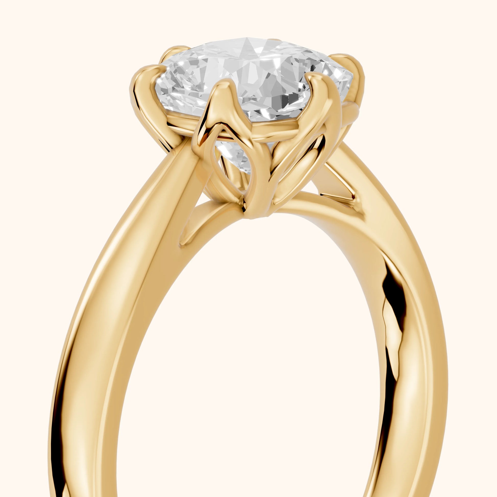 Lucia Solitaire Six-Prong Cushion Diamond Engagement Ring in Yellow Gold - slant-view.webp
