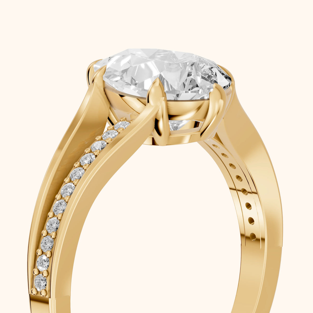Lucinda Split Shank Pear Diamond Engagement Ring in Yellow Gold - slant-view.webp