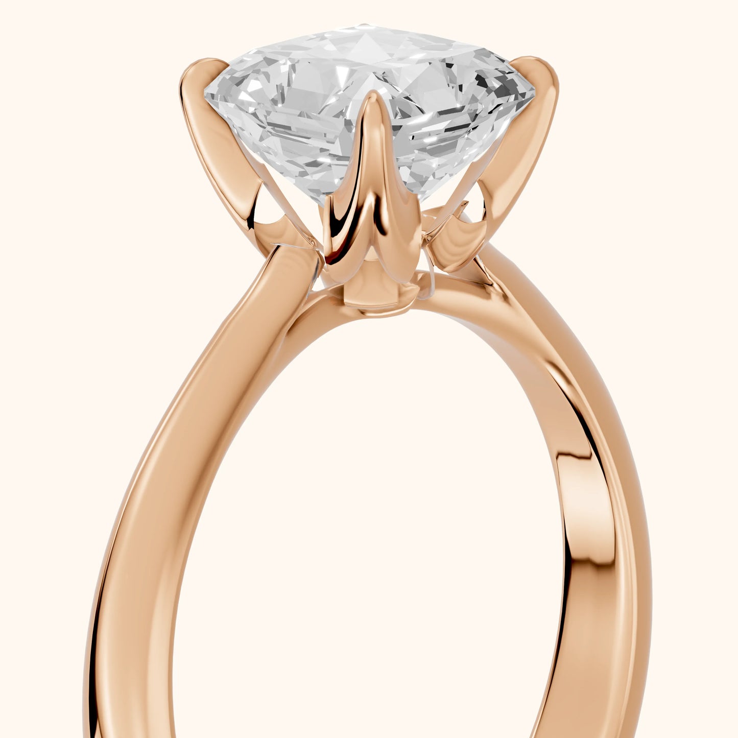 Evie Solitaire Six-Prong Radiant Diamond Engagement Ring in Rose Gold - slant-view.webp