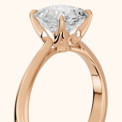 Evie Solitaire Six-Prong Radiant Diamond Engagement Ring in Rose Gold - slant-view.webp