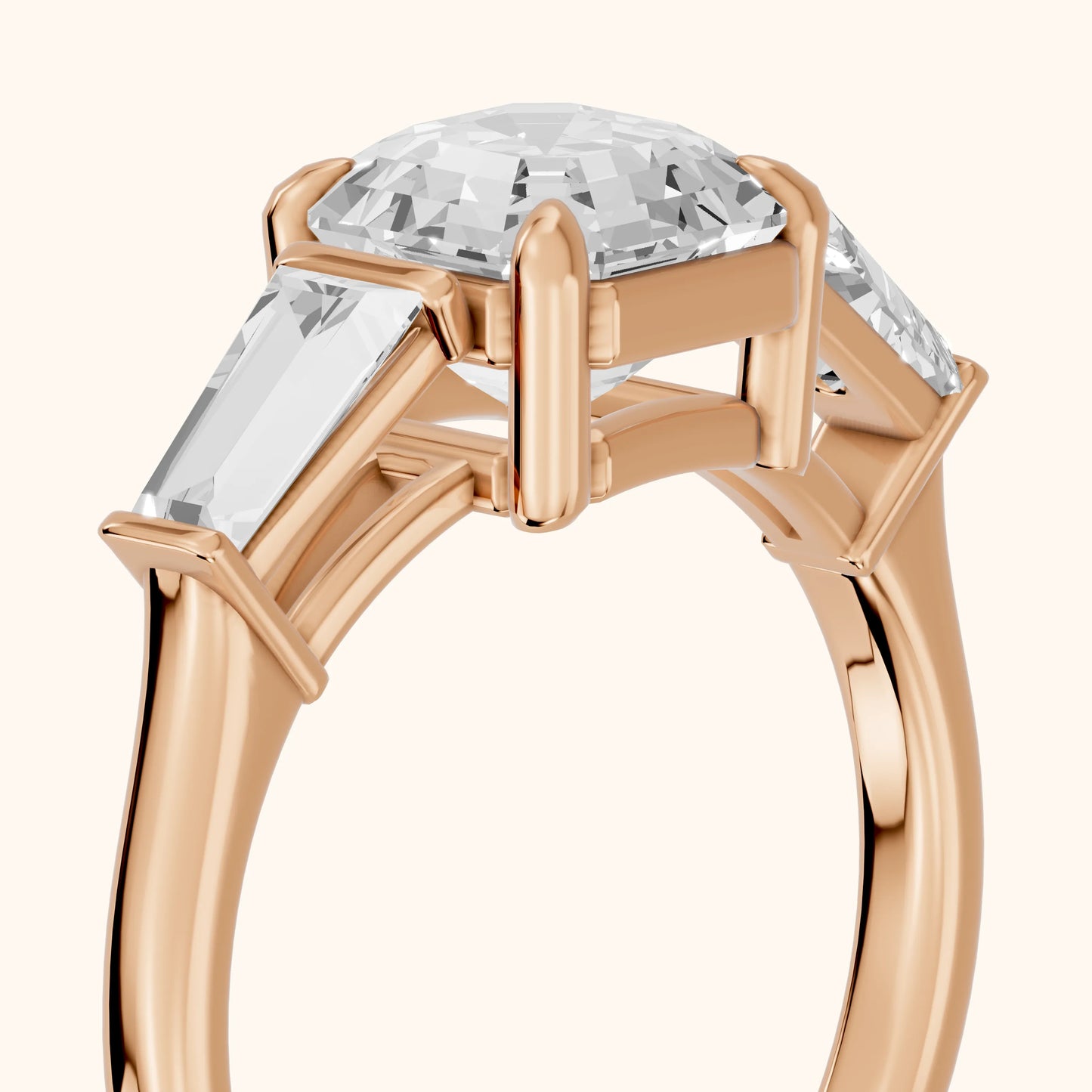 Layla Tapered Baguette Asscher Diamond Ring in Rose Gold - slant-view.webp