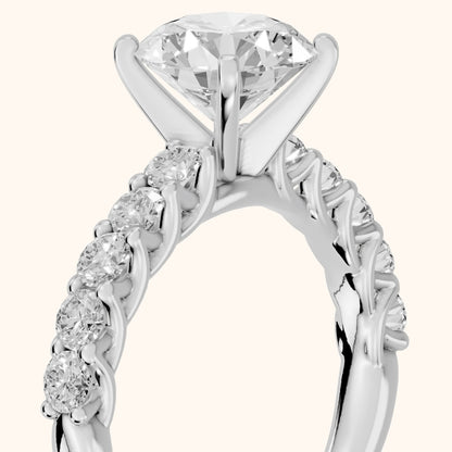 Heloise Statement Pavé Round Diamond Engagement Ring in Silver - slant-view.webp