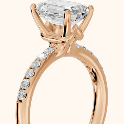 Brea Twist Pavé Emerald Diamond Engagement Ring in Rose Gold - slant-view.webp