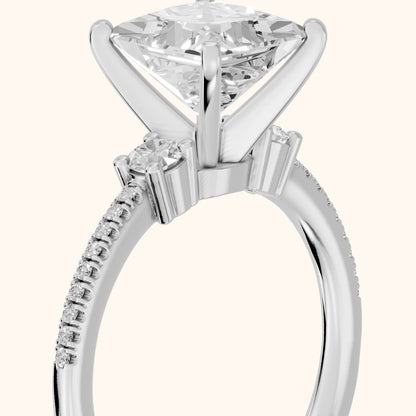 Nerissa Three-Stone Micropavé Princess Diamond Engagement Ring in Silver - slant-view.webp