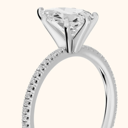 Minette Micropavé Pear Diamond Engagement Ring in Silver - slant-view.webp