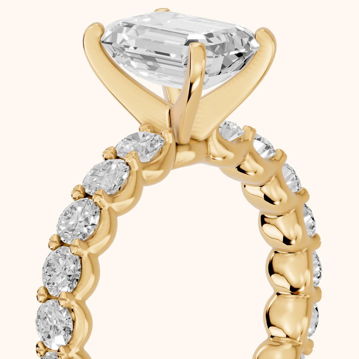 Leta Infinity Pavé Emerald Diamond Engagement Ring in Yellow Gold - slant-view.webp