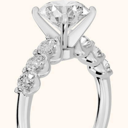 Lenora Scalloped Statement Round Diamond Engagement Ring in Silver - slant-view.webp