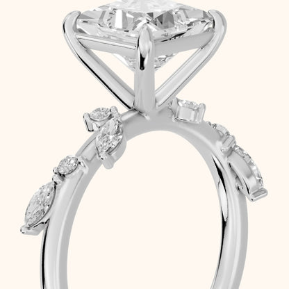 Vivian Leaf Princess Diamond Engagement Ring in Silver - slant-view.webp