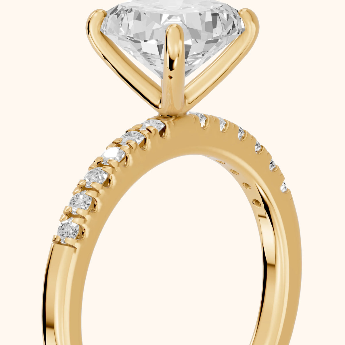 Jemma Scalloped Pavé Cushion Diamond Engagement Ring in Yellow Gold - slant-view.webp