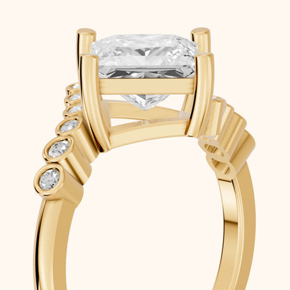Chatham Bezel Bypass Princess Diamond Engagement Ring in Yellow Gold - slant-view.webp