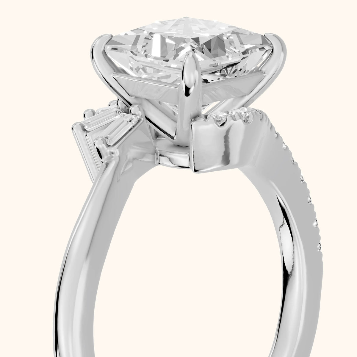 Erin Sunburst Bypass Princess Diamond Engagement Ring in Silver - slant-view.webp