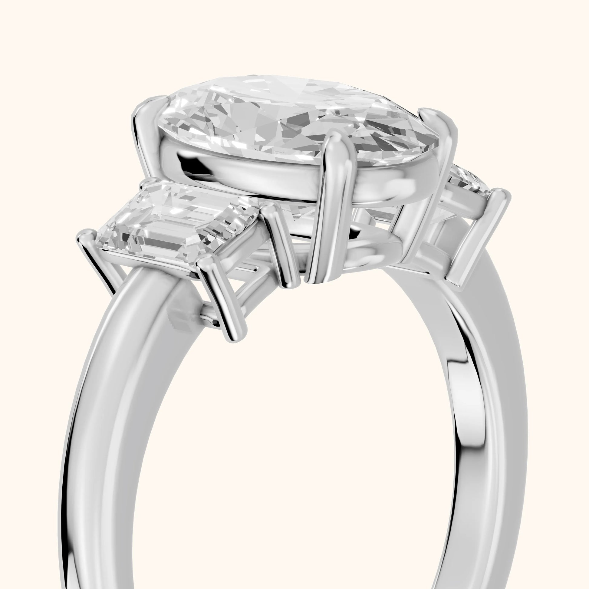 Zoe Three-Stone Oval Diamond Ring in Silver - slant-view.webp