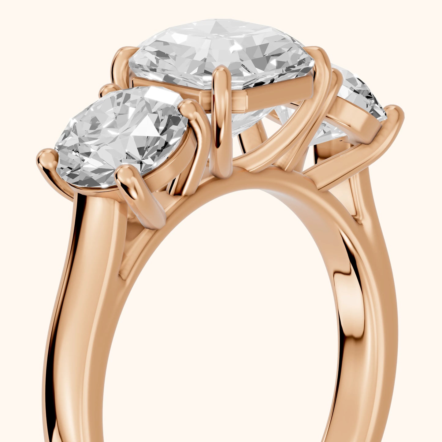 Esme Three-Stone Tapered Asscher Diamond Ring in Rose Gold - slant-view.webp
