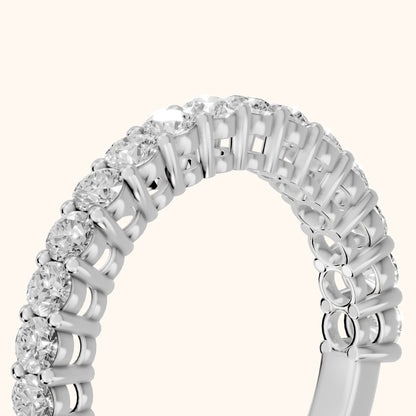 Gala Shared Prong Round Diamond Half Eternity Band in Platinum - slant-view