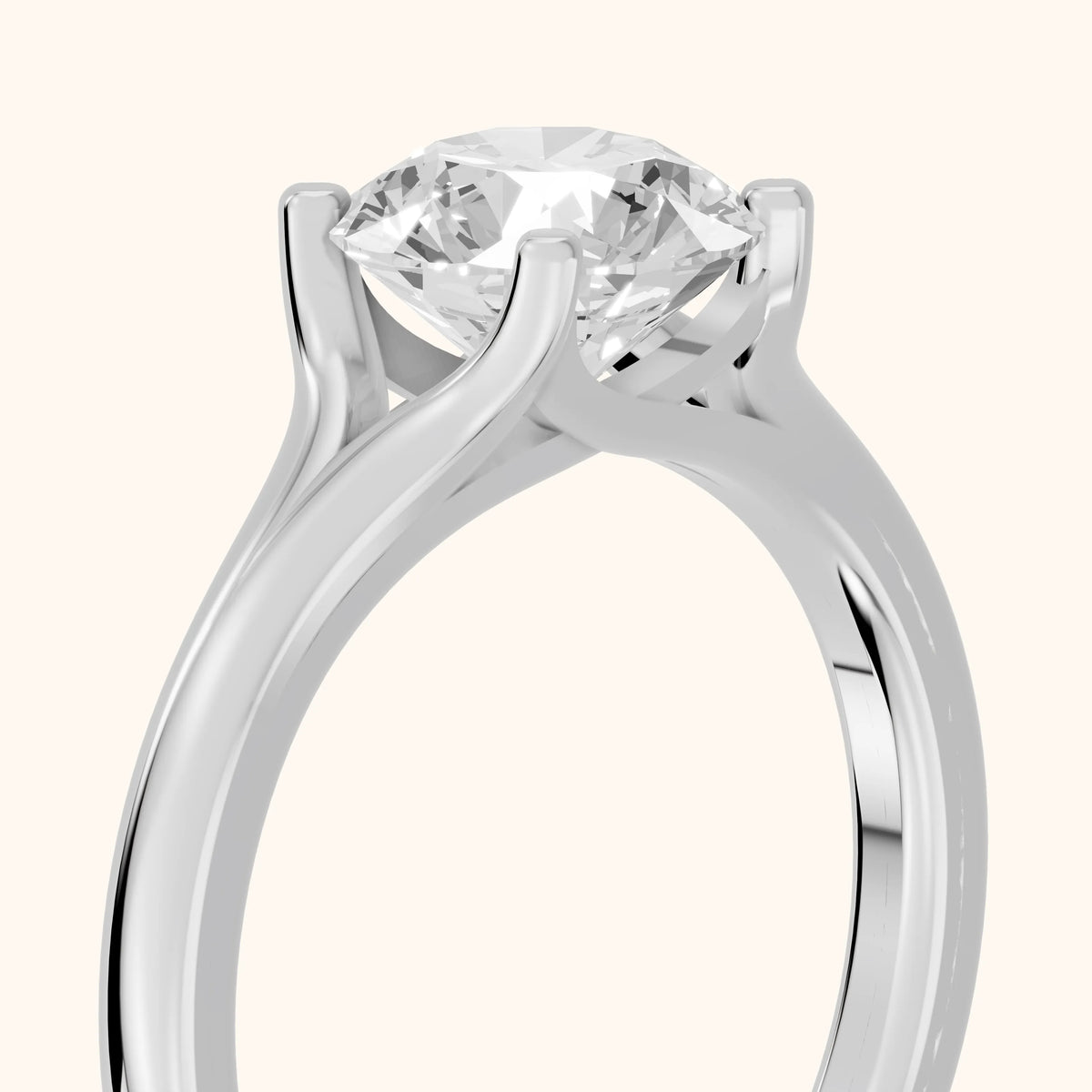 Nell Split Shank Solitaire Round Diamond Engagement Ring in Silver - slant-view.webp