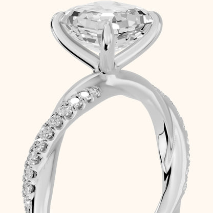 Allie Twist Pavé Asscher Diamond Engagement Ring in Platinum - slant-view.webp