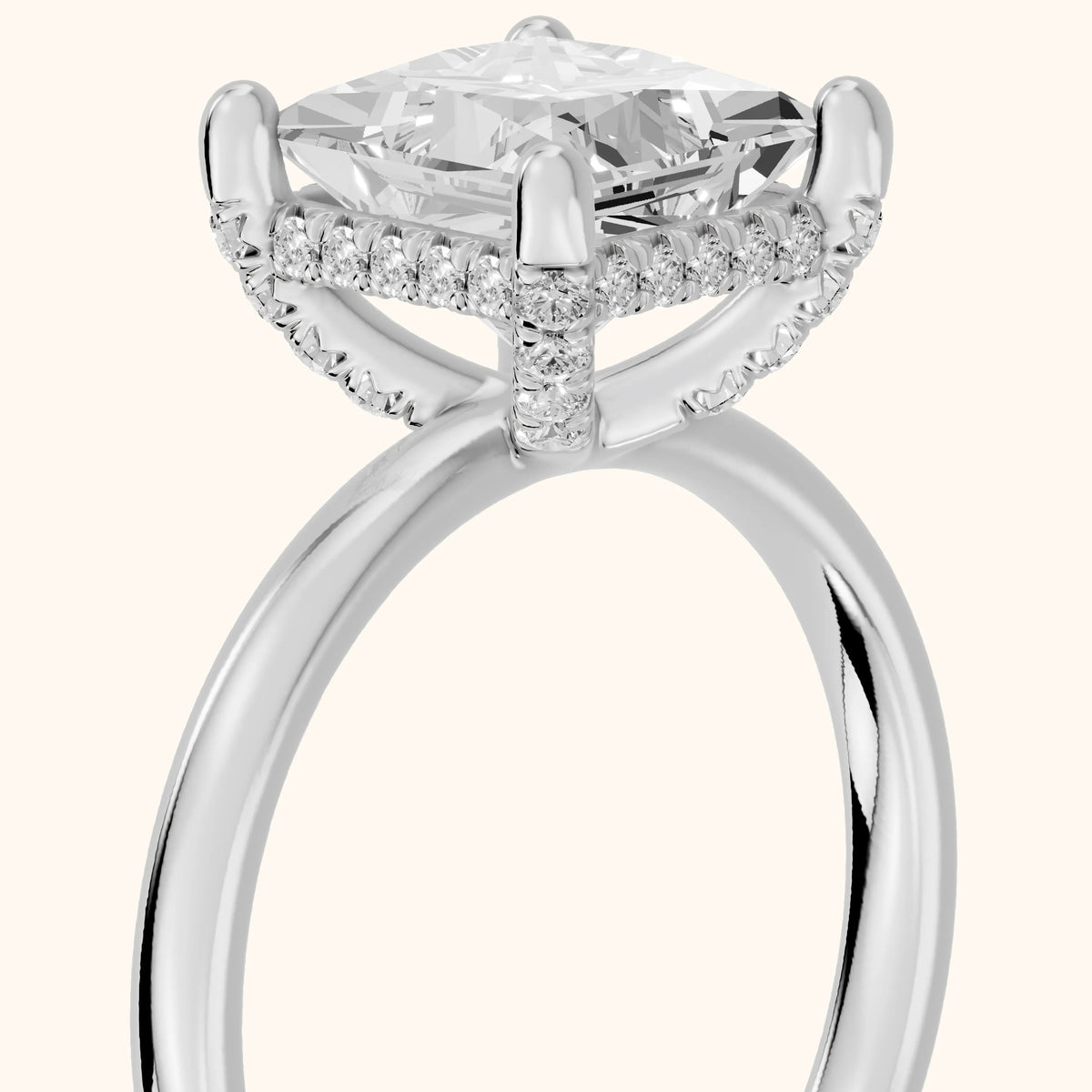 Dina Hidden Halo Princess Diamond Engagement Ring in Platinum - slant-view.webp