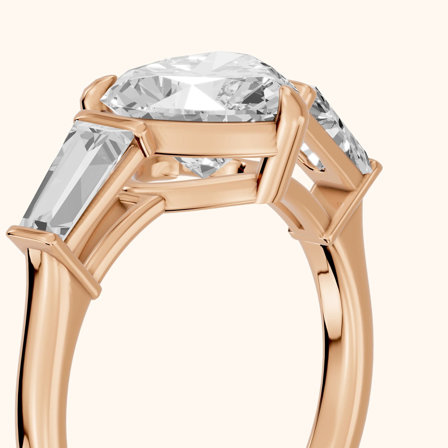 Layla Tapered Baguette Heart Diamond Ring in Rose Gold - slant-view.webp